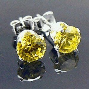 1.0 ctw Round solitaire citrine Silver earrings